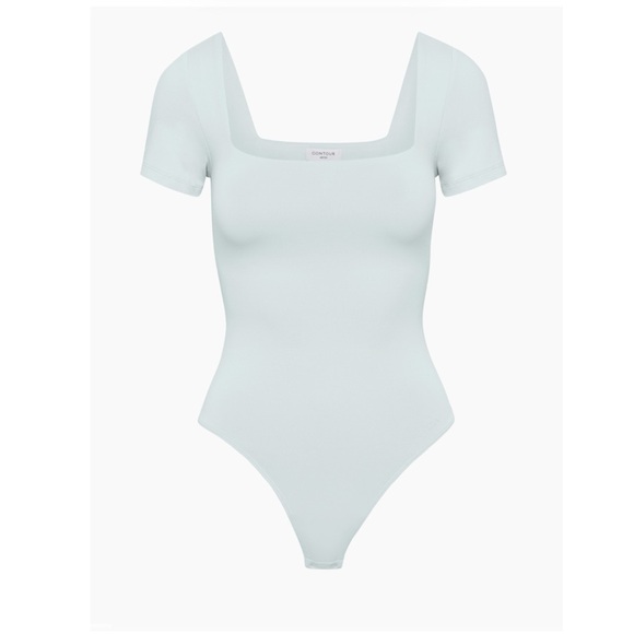 Aritzia Tops - nwot Babaton Contour squareneck shortsleeve bodysuit Azul grey 2xs
